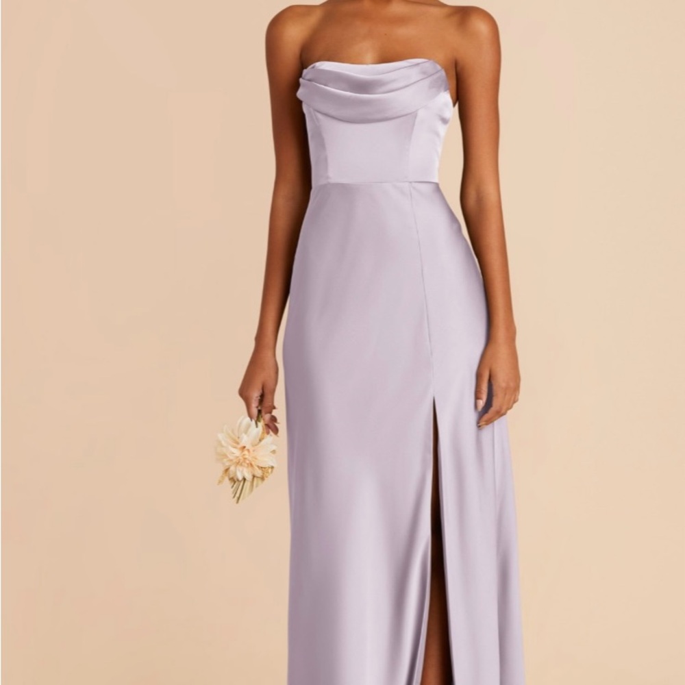 Birdy Grey Strapless Lilac Maxi Dress with Front Slit